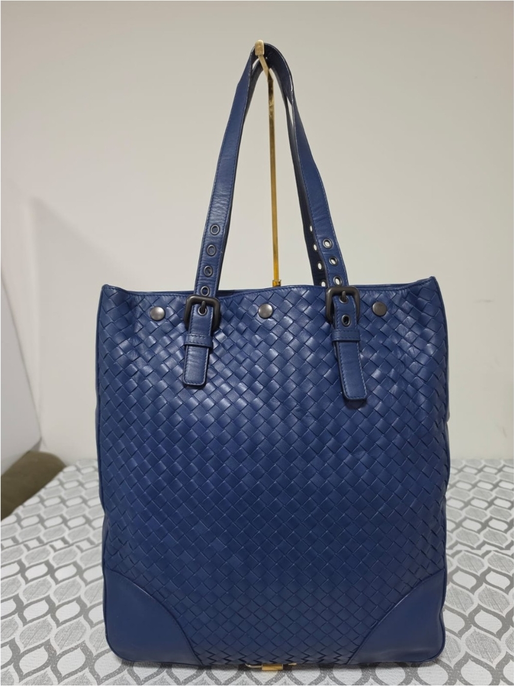 BOTTEGA VENETA Nappa Intrecciato Vertical Tote Blue
